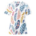 thumbnail image 4 of Women Short Sleeve Tops Crewneck Sweatshirts Lace Shirts for Women Print Pullover Tops Shirt Blouse, 4 of 5