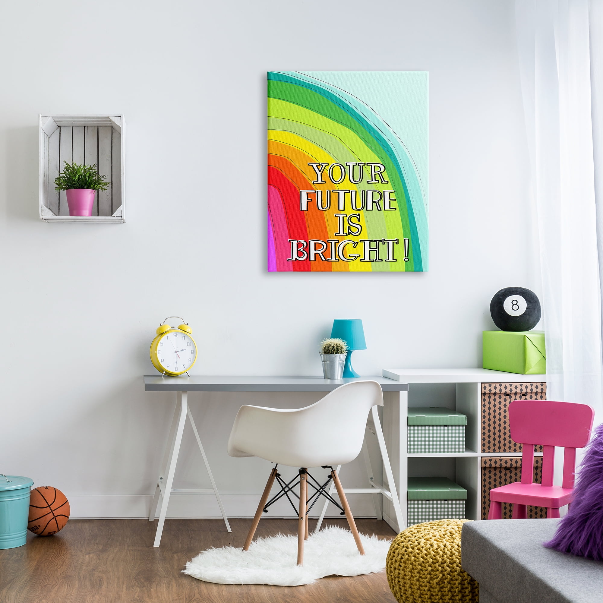 Stupell Industries Future Is Bright Phrase Inspirational Painting Gallery Wrapped Canvas Print Wall Art, 30 x 40