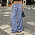 thumbnail image 2 of Hurxie Women's Low Rise Going Out Formal Dress Pants Wide Leg Work Slacks Pants Business Casual Outfits Trousers Light Blue,M, 2 of 7