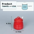 thumbnail image 4 of HAOTOP Porcelain Sugar Bowl, Ceramic Salt Bowl with Spoon and Lid for Home and Kitchen, 12 Ounces (Red), 4 of 8
