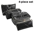 thumbnail image 1 of 4 Pcs Cosmetic Bag Makeup Bag for Travel Portable Makeup Bag with Modern Marble Waterproof Pu Leather Black, 1 of 4