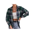 thumbnail image 2 of Seyurigaoka Women Juniors Shacket Casual Jacket Plaid Print Lapel Single-breasted Closure Coat, 2 of 6