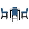thumbnail image 6 of 5-piece Counter Height Dining Table Set with One Faux Marble Top Dining Table and Four Velvet-Upholstered Chairs,Blue, 6 of 8