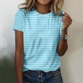 thumbnail image 2 of Womens Striped Shirts Short Sleeve Pullover Tops Casual Fashion Tees Crewneck Clothing Summer, 2 of 4