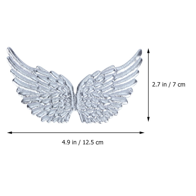 Etereauty Wings Angel Crafts Mini Small Fairy Tiny Craft DIY Ornaments Decor Fabric Patches Ornament Glitter Golden White Silver, Size: 12.5x7x0.1cm