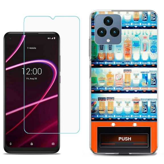 Slim-Fit Gel TPU Fashion Phone Case for T-Mobile Revvl 6 5G, with Tempered Glass Screen Protector, by OneToughShield ® - Vending Machine