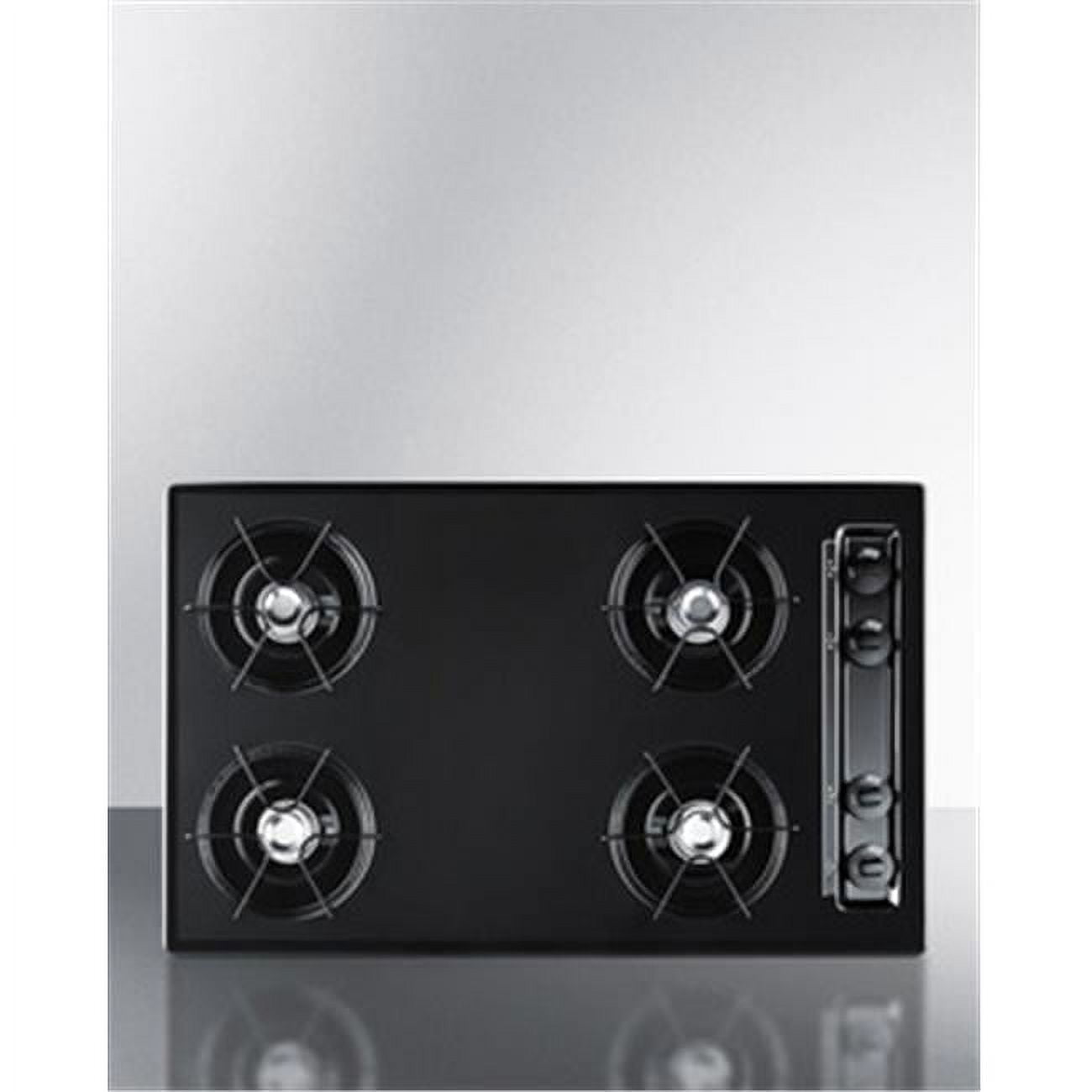 30 in. Wide 4 Burner Gas Cooktop, Black with Gas Spark Ignition