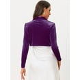 thumbnail image 3 of Unique Bargains Women's Open Front Long Sleeve Collar Shrug Cocktail Bolero Cardigan M Purple, 3 of 6