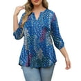 thumbnail image 5 of VERABENDI Women's Plus Size Tops 3/4 Sleeve Shirts Dressy Casual Metal Buckle V-Neck Tunic Blouses,M-4XL, 5 of 11