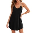thumbnail image 4 of Fazvaoo Sleeveless Nightgowns for Women V-Neck Short Nightdress Fashion Plain Pajama(Black,Size S-XXL), 4 of 8