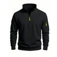 thumbnail image 4 of CONZONE Mens Pullover Sweatshirts Long Sleeve Sweatshirt for Men Trendy Plus Size Quarter Zip Stand Collar Fall Hoodie Sweatshirt, 4 of 9