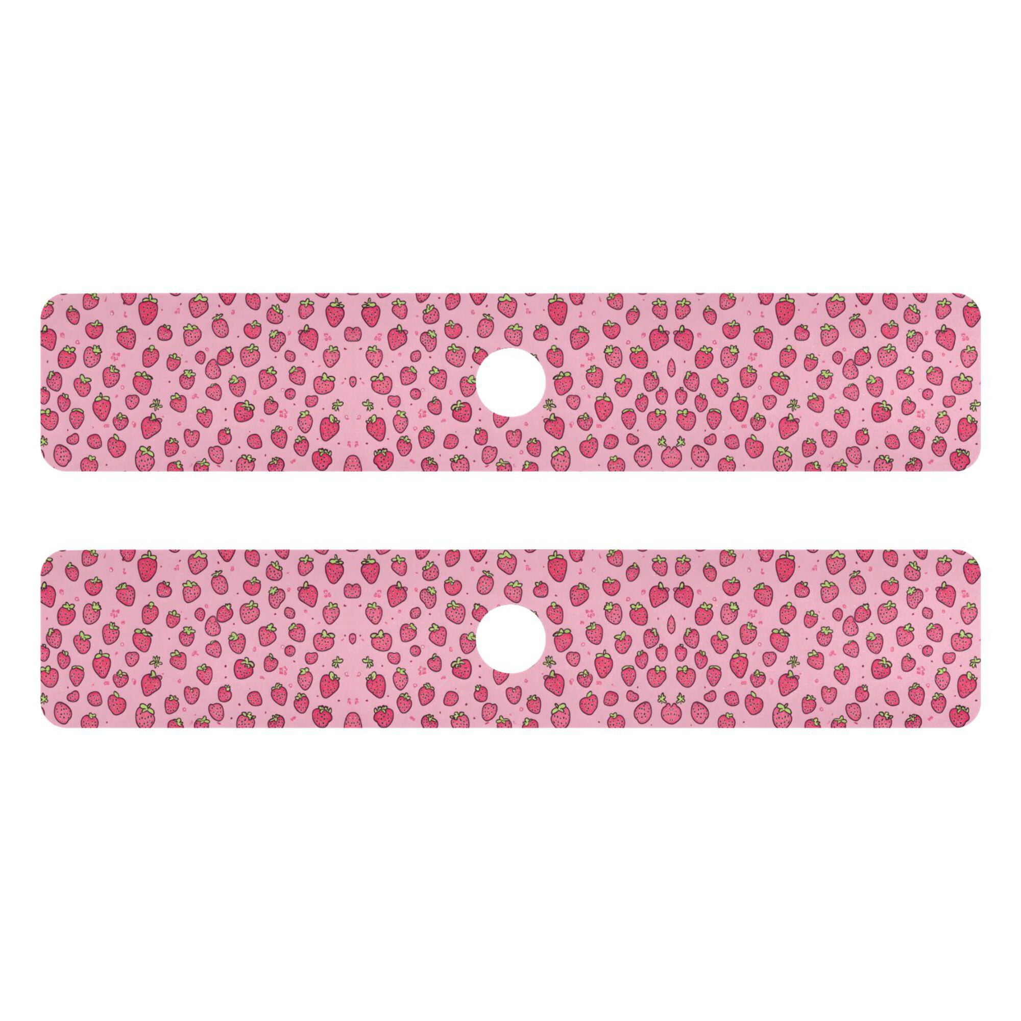 Yayeee Faucet Mat for Kitchen Sink 30" Diatomite Long Splash Guard Pad, Strawberry Bliss, 2 Pack