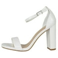 thumbnail image 2 of Delicious Women Thick Block Chunky High Heels Ankle Strap Open Peep Toe Reseda-S Cream White Patent 8, 2 of 3