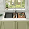 thumbnail image 5 of 36" x 22" Drop in Gunmetal Black Kitchen Sink, 16Gauge  Stainless Steel Sink, Drop Workstation Sink, Topmount Single Bowl Sink with Integrated Ledge, 5 of 8