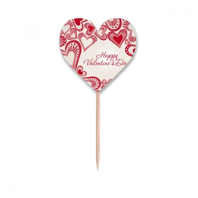 Happy Valentine's Day Cute Red Hearts Toothpick Flags Heart Lable Cupcake Picks