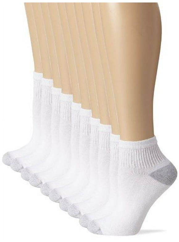 Hanes 10 Pair Cushioned Women's Athletic Socks - Ankle White 5-9