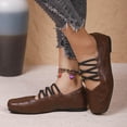 thumbnail image 6 of KEGIRLOM Women Fashionable Casual Square Toe Strap Comfortable And Versatile Solid Color Flat Sole Shoe Brown Size 7.5, 6 of 7
