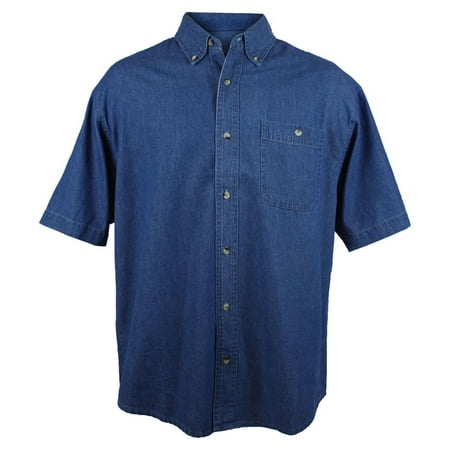 Tri-Mountain Men's Big And Tall Stonewashed Denim Shirt