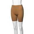 thumbnail image 5 of A2Y Women's Basic Solid Premium Cotton Mid Thigh High Rise Biker Bermuda Shorts Coffee S, 5 of 5