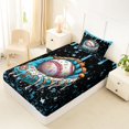 thumbnail image 4 of Castle Fairy Sport Baseball Twin Sheets 3pcs, Candy Glove Stars Pattern Bedding, Black Blue,1 Fitted Sheet, 1 Flat Sheet and 1 Pillowcase, 4 of 6