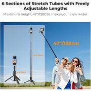 K&F CONCEPT 47.2 Camera Invisible Selfie Stick, Extension Long Pole Compatible with Insta360 X5/X4/X3 GoPro Hero 13/12/11 DJI OSMO Pocket 3 accessories, 1/4 Extended with GoPro Adapter