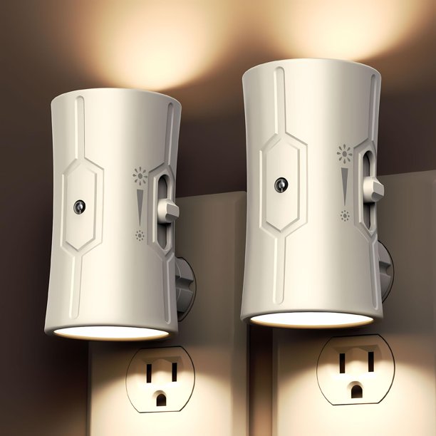Luz nocturna LED enchufable para pared, luz blanca cálida, 3000 K, 0-100 lm