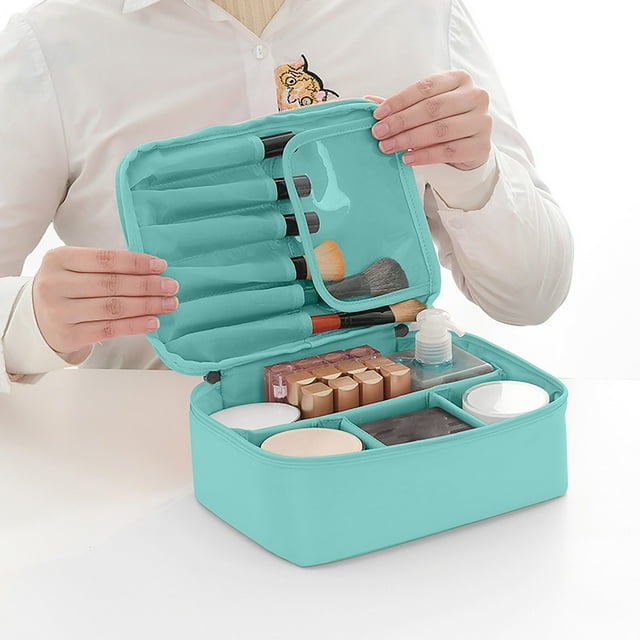 Neceser De Viaje Con Compartimento, Organizador De Cosméticos De Poliéster Resistente Al Agua, Estuche Portátil Para Brochas.,Vsgery