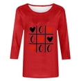thumbnail image 5 of Penkiiy T-shirt de Mode pour Femmes de la Saint-Valentin Imprimé Manches 3/4 Blouse Col Rond Hauts Décontractés TG Rouge, 5 of 5