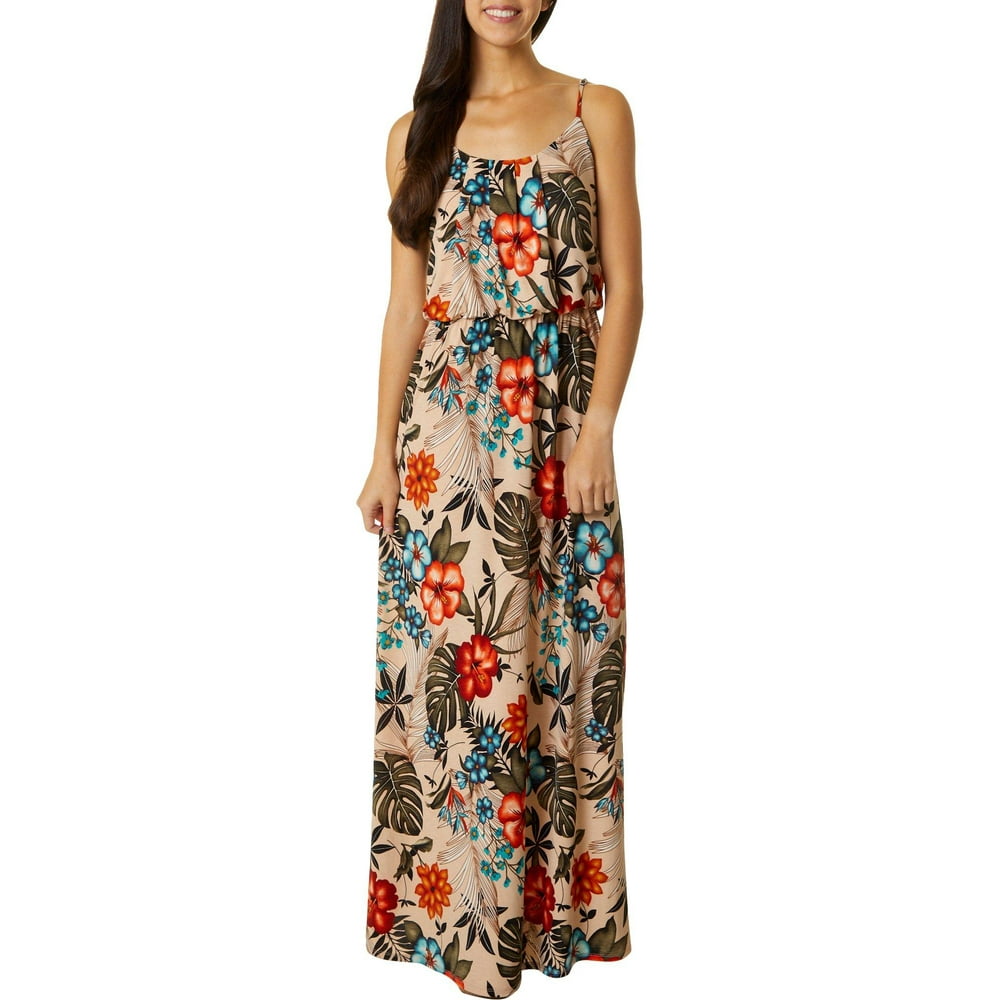 NAIF - Naif Womens Sleeveless Tropical Floral Print Maxi Dress Medium ...