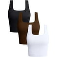 thumbnail image 1 of SURJDE Women's 3 Piece Tank Tops Ribbed Seamless Workout Exercise Shirts Yoga Crop Tops, 1 of 4