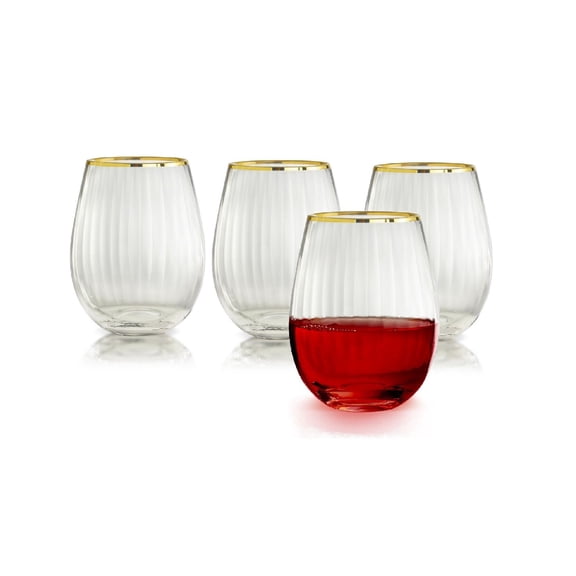 Stemless Wine Glasses, Set of 4, 21 Oz