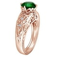 thumbnail image 2 of AFFY 1.07 Carat Round Shape Simulated Emerald & Natural Diamond Engagement Ring 14K Solid Rose Gold Ring Size-8, 2 of 2