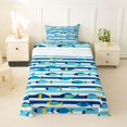 thumbnail image 2 of Manfei Artistic Fish Twin Sheets, Sea Striped Bedding, Blue, 3-Piece, 1 Flat Sheet, 1 Fitted Sheet and 1 Pillowcase, 2 of 6