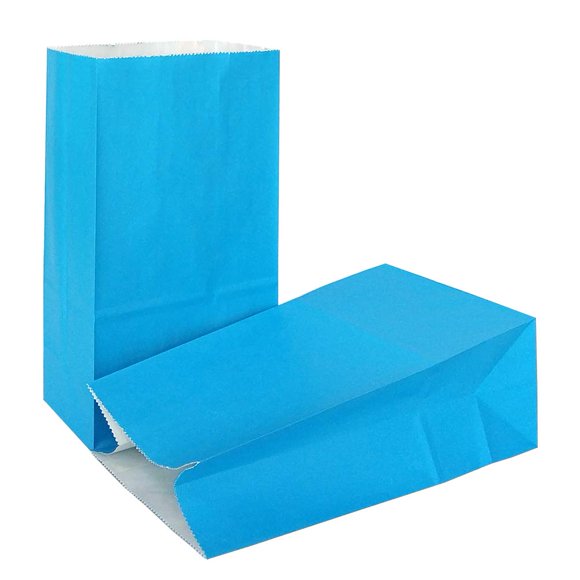 KEYYOOMY Small Bright color Paper Bags Blue Party goody bags for Wedding Baby Shower KidAs Birthday Party (Blue, 50 cT, 35 X 24 X 71 In)