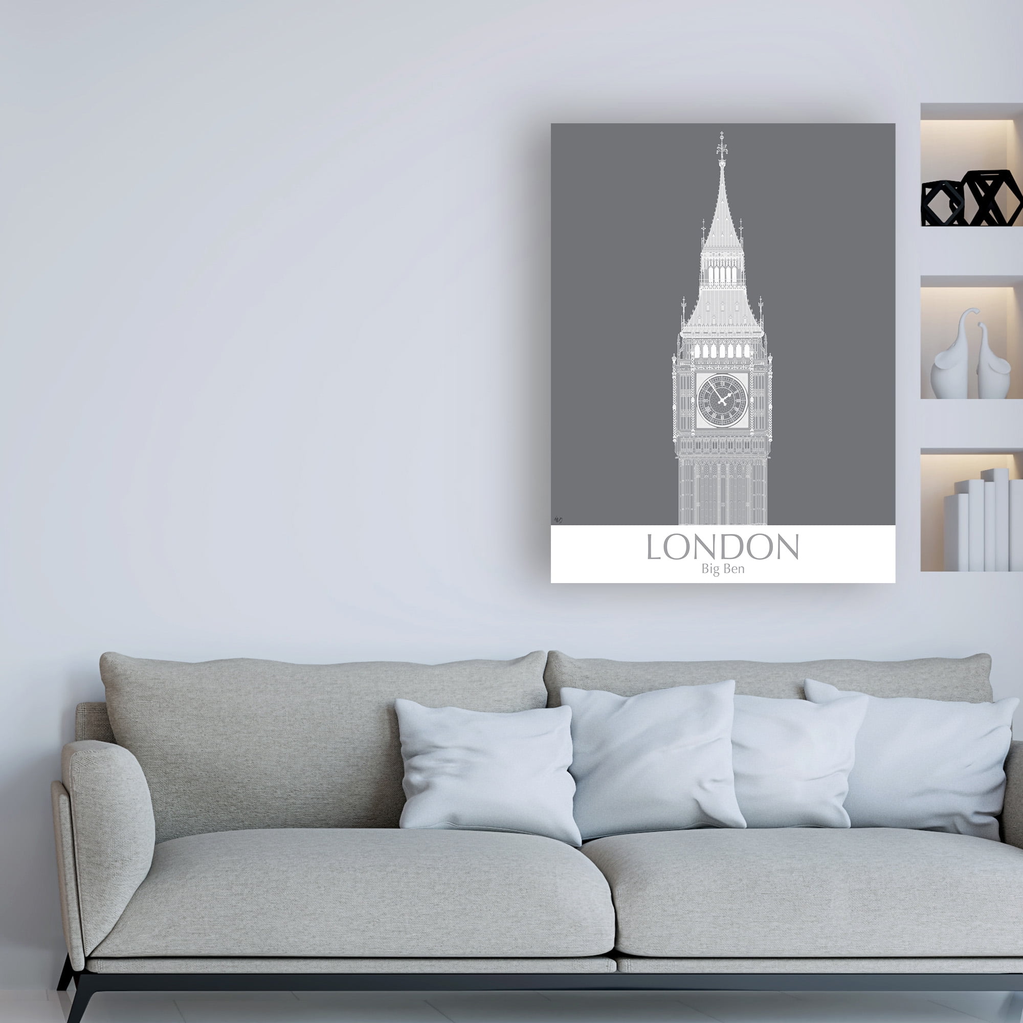 Trademark Fine Art 'London Big Ben Monochrome' Canvas Art by Fab Funky