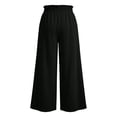 thumbnail image 5 of ibiyuan Women Textured Pleated Wide Leg Trousers, Elastic High Waist Flowy Loose Fit Pants Lightweight Casual Bottoms Resort Street Daily Outfit, 5 of 6