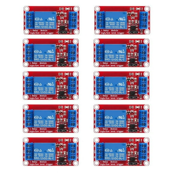 10pcs Relay Module DC 12V Relay Board 1 Channel with Optocoupler Isolation Support High or Low Level