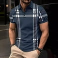 thumbnail image 2 of YUIVH Men's Slim-Fit Polo Shirt Printed Checked Striped Shirt Sport Shirt Short Sleeve Top Comfortable Slim Fit Shirts Daily Versatile, 2 of 8