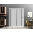 thumbnail image 3 of Sliding Closet Bypass Doors 64 x 84 inches | Planum 0016 Grey Matte with Frosted Glass | Sturdy Rails Moldings Trims Hardware Set | Wood Solid Bedroom Wardrobe Doors, 3 of 6
