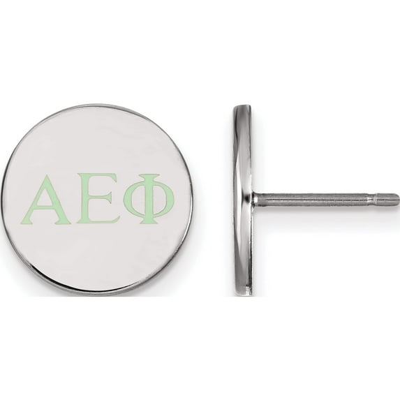 Sterling Silver S. Rh-Plated Logoart Alpha Epsilon Phi Enameled Post Earrings (12 X 12) Made In United States ss032aep