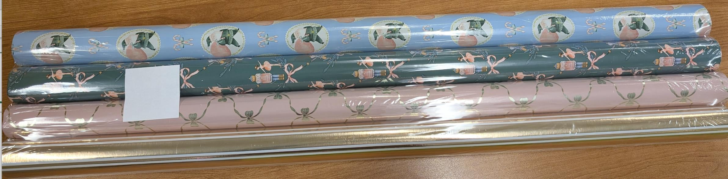 Festive Nutcrackers and Santa Holiday Multi-color Gift Wrap Set - 4 Wraps, 25 Sq ft Each