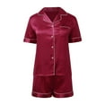 thumbnail image 4 of Fgnfyis Ensemble de Mode pour Femmes, Col à Revers, Manches Courtes, Shorts, Décontracté et Confortable, Tenue de Maison, Ensembles Courts pour Femmes, Ensembles Courts Rouge TG, 4 of 5