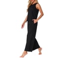 thumbnail image 4 of Conjunto de pijama de tank top para mujer INSPIRE CHIC, pantalones de pierna ancha de punto waffle, conjunto de 2 piezas, color negro, 4 of 5