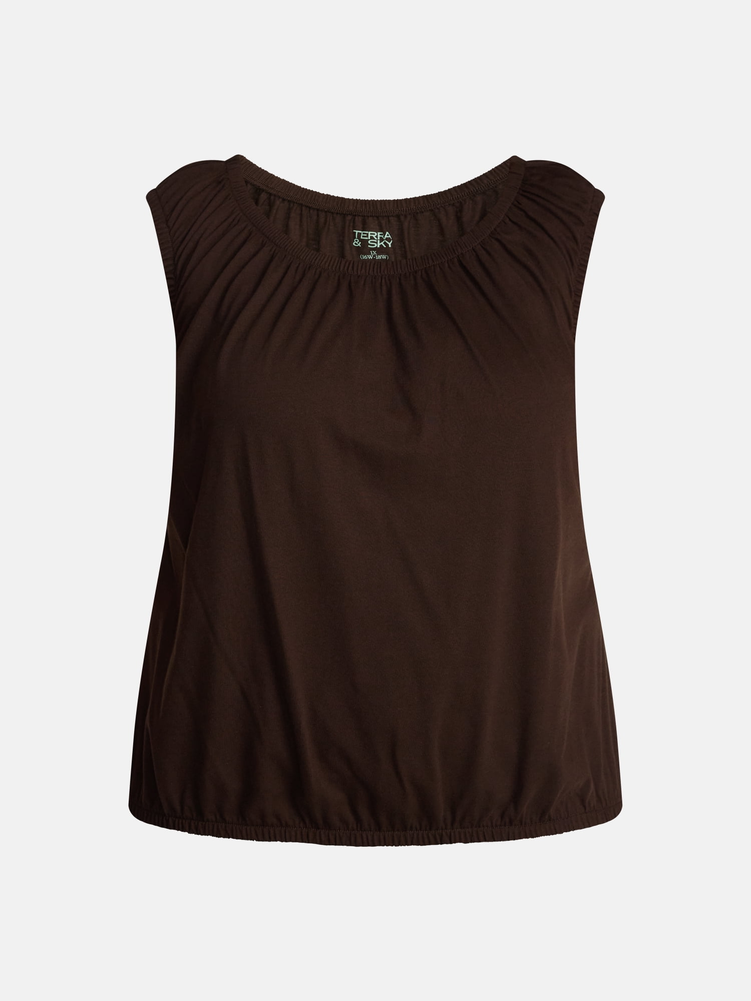 Terra & Sky Women’s Plus Sleeveless Cotton Flowy Top, Size 0X-4X