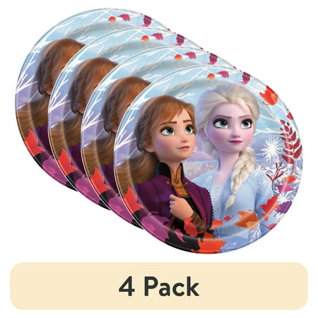 (4 pack) AR Interactive Multicolor Disney Frozen Paper Dessert Plates, 7in, 8ct