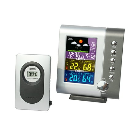 

Digital Wireless Colorful LCD Display Indoor Outdoor Thermometer Hygrometer Weatherstation Clock Digital Room Temperature Meter (
