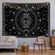 thumbnail image 3 of Tapiz de pared con diseño de sol y luna de 150 x 200 cm, decoración psicodélica, tapiz de pared abstracto, astrología celestial para dormitorio, blanco y negro, 3 of 5
