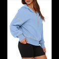 thumbnail image 3 of Sudadera con Capucha de Otoño para Mujer, Sudadera Corta de Larga con Media Cremallera, Jersey de Invierno, Ropa de Moda Azul L, 3 of 10