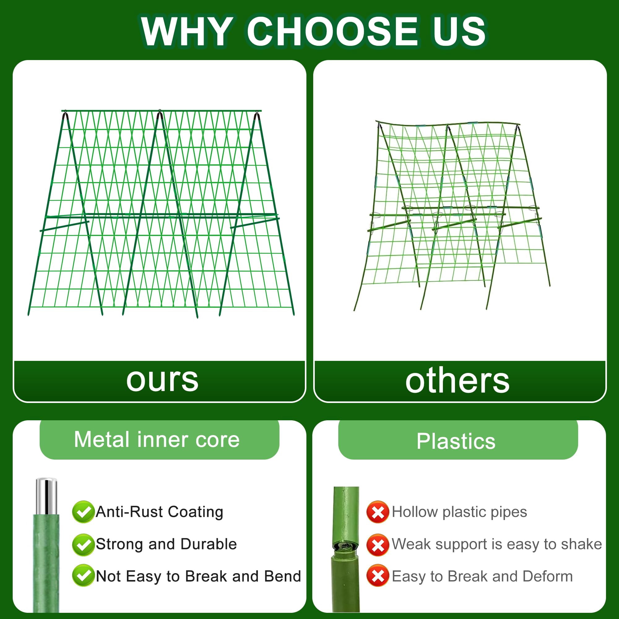 Ebaokuup 2 Packs 48" x 48" A-Frame Garden Trellis with Climbing Net for Cucumbers, Vegetables and Flowers