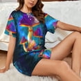 thumbnail image 4 of Fotbe Magic Mushrooms ,Fireflies Conjunto de Pijama Estampado para Mujer, 2 Piezas, Ropa de Dormir con Camiseta de Manga Corta y Shorts Suaves-XX-Large, 4 of 6